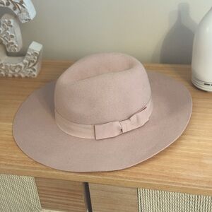 Blush Felt Wide-Brim Hat (Indigo)